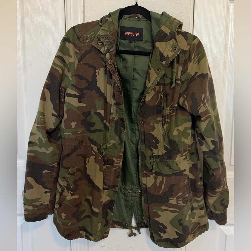 Ambiance Outerwear Camouflage Military Style Jacket